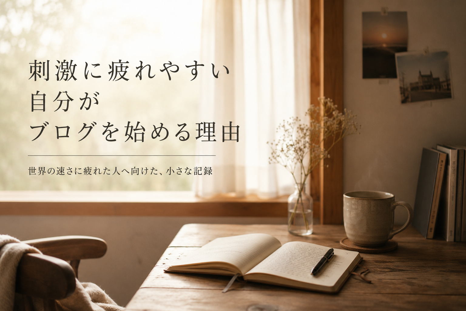 刺激に疲れやすい人が静かにブログを書くイメージ